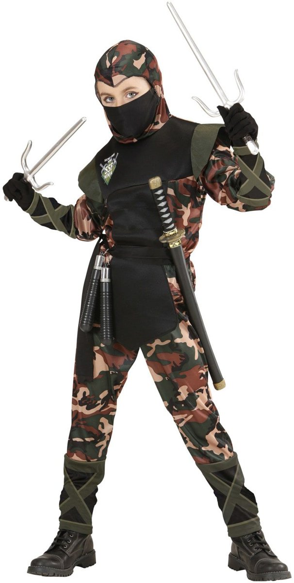 Leger & Oorlog Kostuum | Ninja Soldaat Camouflage | Jongen | Maat 158 | Carnaval kostuum | Verkleedkleding
